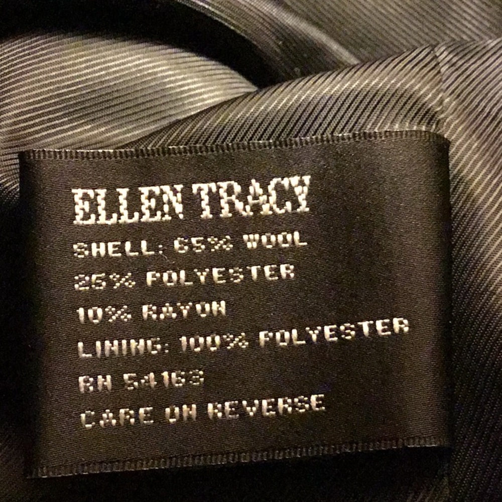Ellen Tracy Black Wool Coat $240 Size 14 - Picture 6 of 6